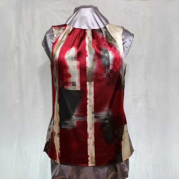 Geomteric Print Sleeveless Blouse with Side Zipper - Picture 1 of 8